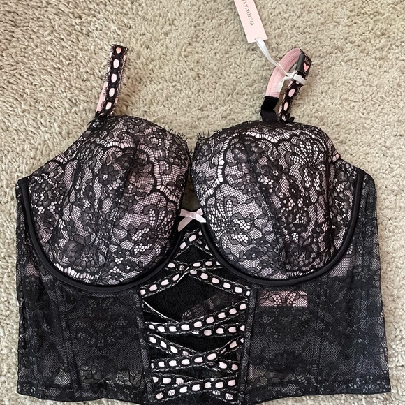 Victorias Secret Heritage Lightly Lined Dream Angels Ribbon Slot Bra Top M-DD - Picture 6 of 7
